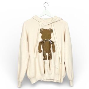 Moewy Cream Teddy Bear Hoodie